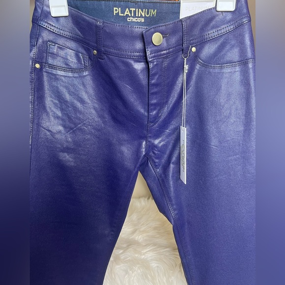 Chico's Denim - Chico’s Platinum Plum Coated Denim Pants